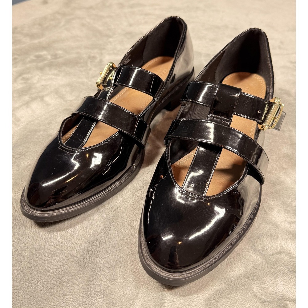 ASOS DESIGN Shoes Womens Size 7 Black Patent Mary Jane Flats Buckle Straps